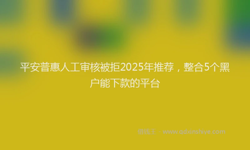 平安普惠人工审核被拒2025年推荐，整合5个黑户能下款的平台