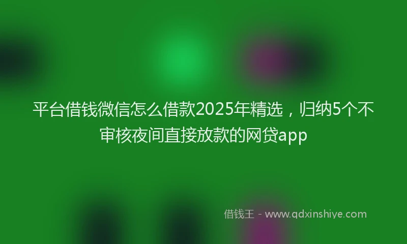 平台借钱微信怎么借款2025年精选，归纳5个不审核夜间直接放款的网贷app