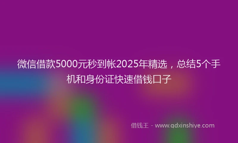 微信借款5000元秒到帐2025年精选，总结5个手机和身份证快速借钱口子