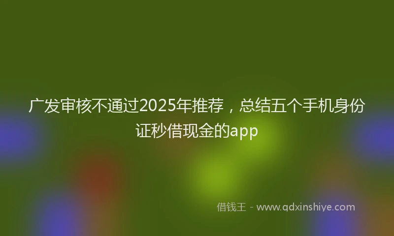 广发审核不通过2025年推荐，总结五个手机身份证秒借现金的app