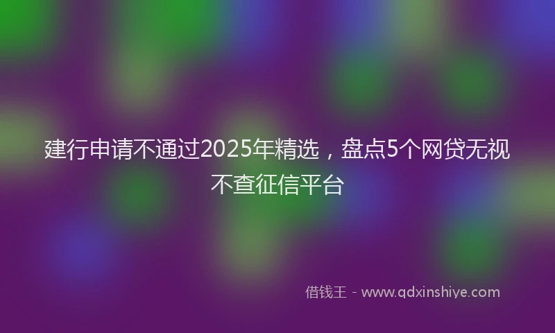 建行申请不通过2025年精选，盘点5个网贷无视不查征信平台