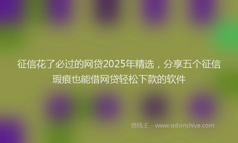 征信花了必过的网贷2025年精选，分享五个征信瑕疵也能借网贷轻松下款的软件