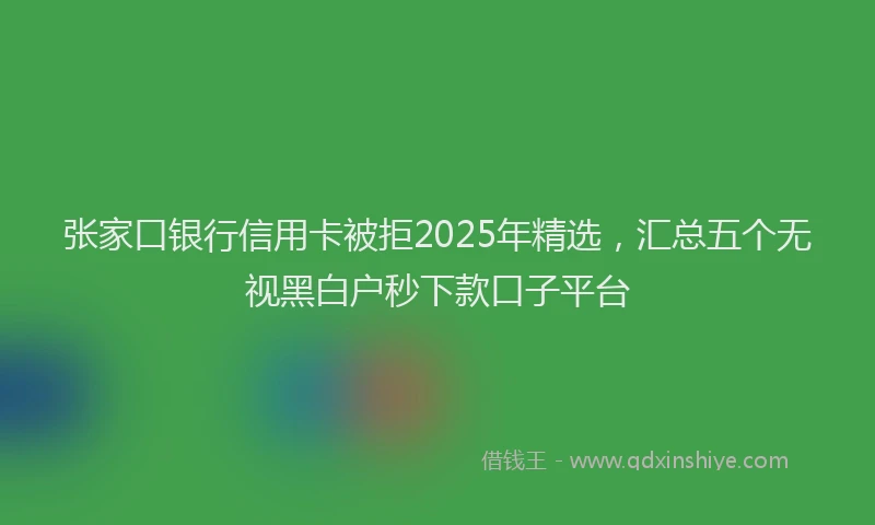 张家口银行信用卡被拒2025年精选，汇总五个无视黑白户秒下款口子平台