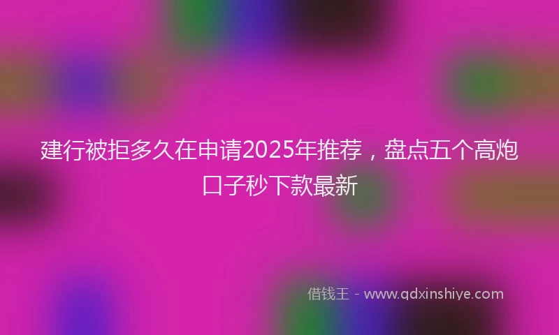 建行被拒多久在申请2025年推荐，盘点五个高炮口子秒下款最新
