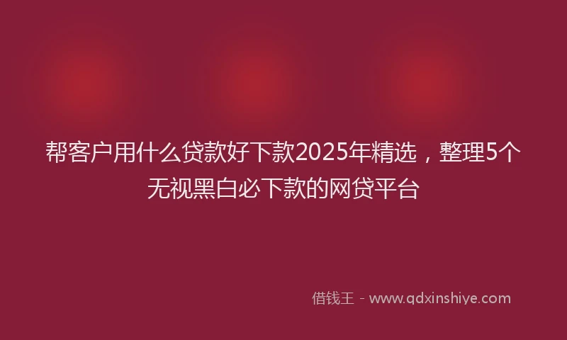 帮客户用什么贷款好下款2025年精选，整理5个无视黑白必下款的网贷平台