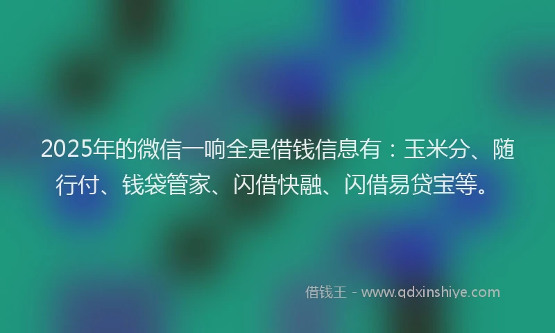 2025年的微信一响全是借钱信息有：玉米分、随行付、钱袋管家、闪借快融、闪借易贷宝等。