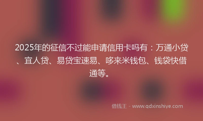 2025年的征信不过能申请信用卡吗有：万通小贷、宜人贷、易贷宝速易、哆来米钱包、钱袋快借通等。