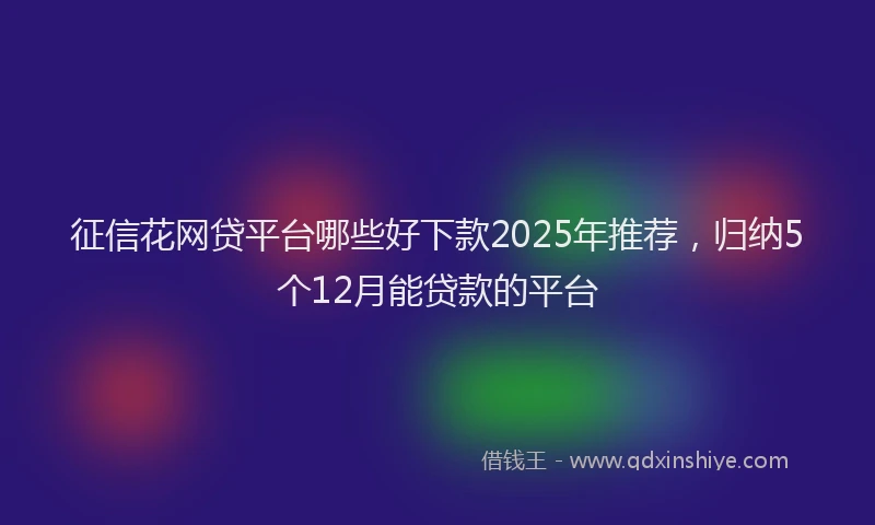 征信花网贷平台哪些好下款2025年推荐，归纳5个12月能贷款的平台