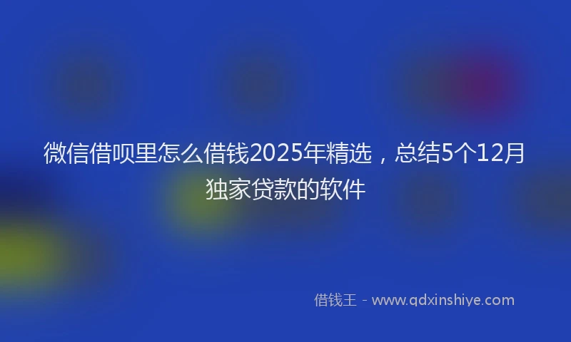 微信借呗里怎么借钱2025年精选，总结5个12月独家贷款的软件