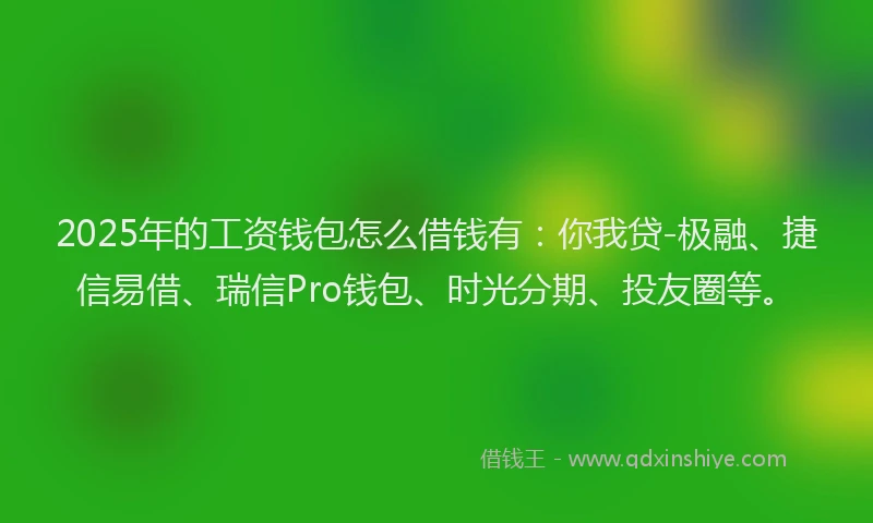 2025年的工资钱包怎么借钱有：你我贷-极融、捷信易借、瑞信Pro钱包、时光分期、投友圈等。