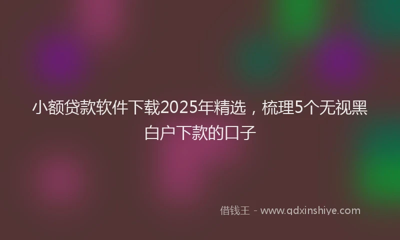 小额贷款软件下载2025年精选，梳理5个无视黑白户下款的口子
