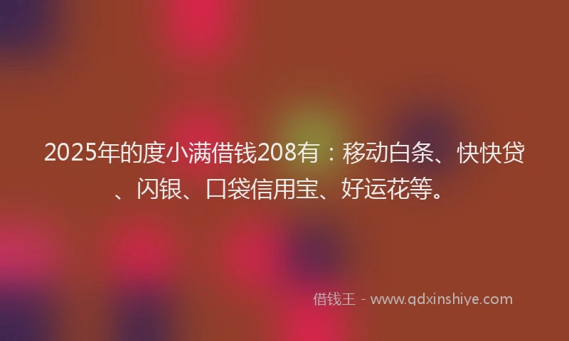 2025年的度小满借钱208有：移动白条、快快贷、闪银、口袋信用宝、好运花等。