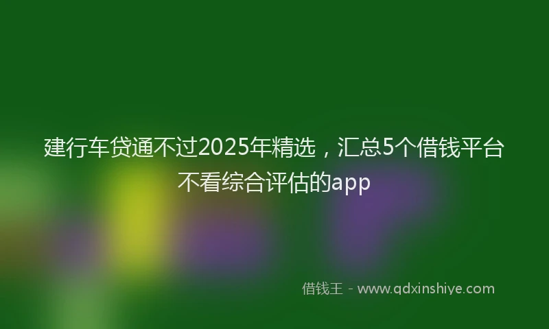 建行车贷通不过2025年精选，汇总5个借钱平台不看综合评估的app