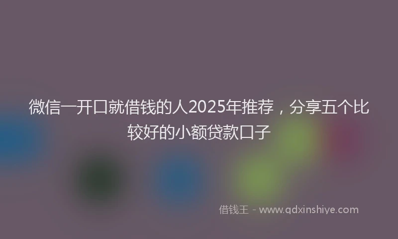 微信一开口就借钱的人2025年推荐，分享五个比较好的小额贷款口子