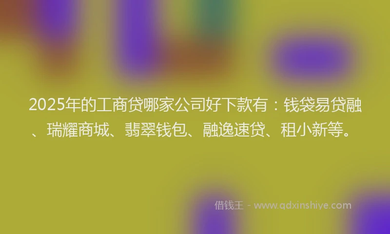 2025年的工商贷哪家公司好下款有：钱袋易贷融、瑞耀商城、翡翠钱包、融逸速贷、租小新等。