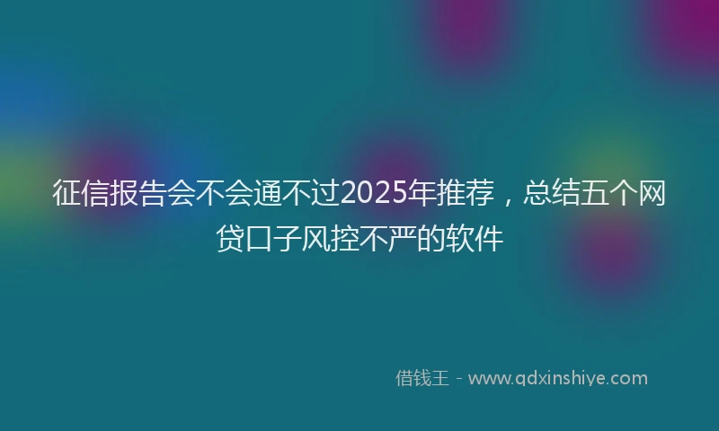 征信报告会不会通不过2025年推荐，总结五个网贷口子风控不严的软件