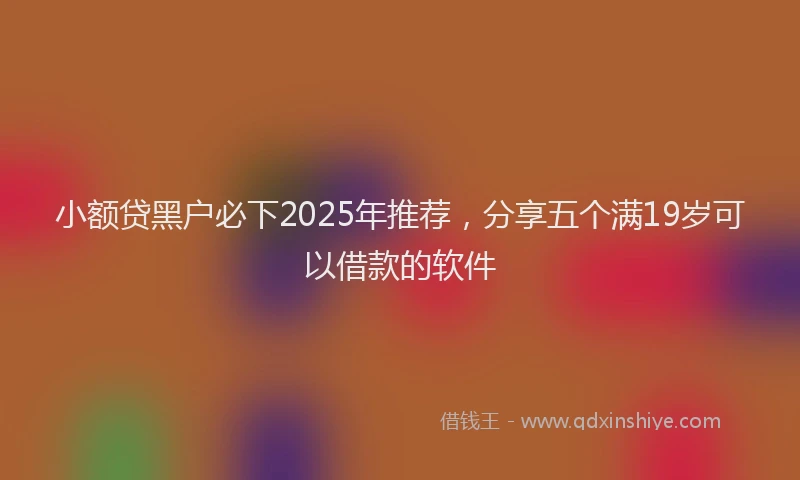 小额贷黑户必下2025年推荐，分享五个满19岁可以借款的软件