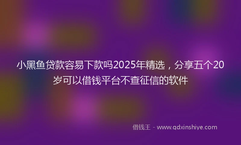 小黑鱼贷款容易下款吗2025年精选，分享五个20岁可以借钱平台不查征信的软件