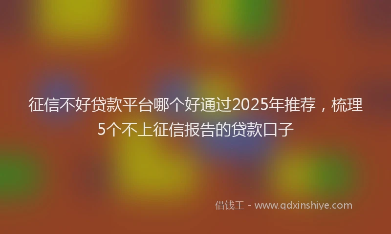 征信不好贷款平台哪个好通过2025年推荐，梳理5个不上征信报告的贷款口子