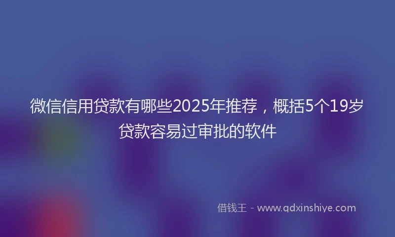 微信信用贷款有哪些2025年推荐，概括5个19岁贷款容易过审批的软件