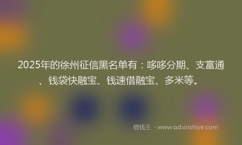 2025年的徐州征信黑名单有：哆哆分期、支富通、钱袋快融宝、钱速借融宝、多米等。