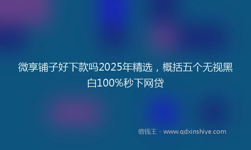 微享铺子好下款吗2025年精选，概括五个无视黑白100%秒下网贷