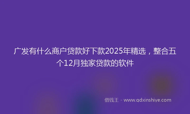 广发有什么商户贷款好下款2025年精选，整合五个12月独家贷款的软件