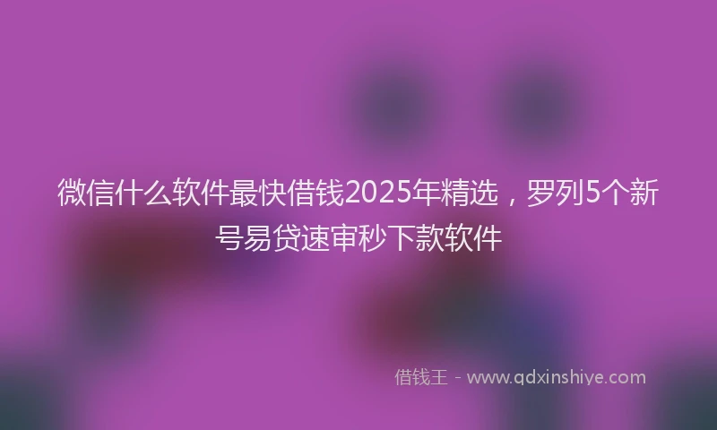 微信什么软件最快借钱2025年精选，罗列5个新号易贷速审秒下款软件
