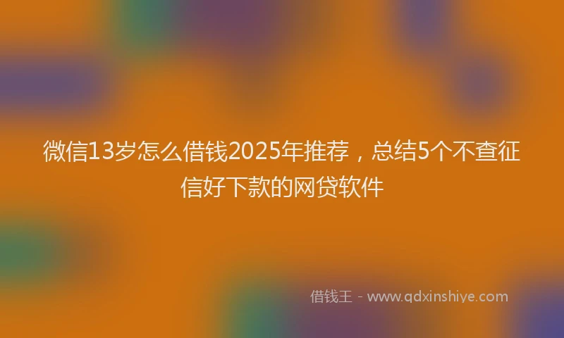 微信13岁怎么借钱2025年推荐，总结5个不查征信好下款的网贷软件