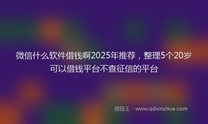 微信什么软件借钱啊2025年推荐，整理5个20岁可以借钱平台不查征信的平台