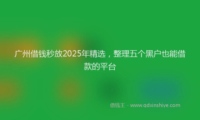 广州借钱秒放2025年精选，整理五个黑户也能借款的平台