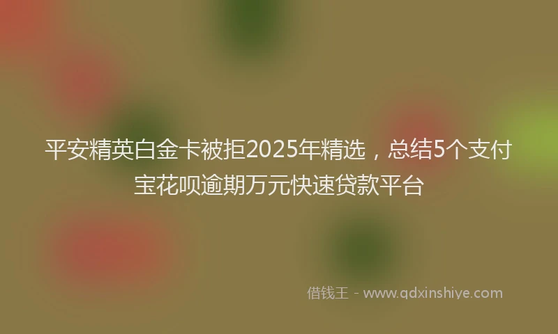 平安精英白金卡被拒2025年精选，总结5个支付宝花呗逾期万元快速贷款平台
