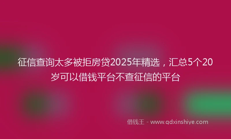 征信查询太多被拒房贷2025年精选，汇总5个20岁可以借钱平台不查征信的平台