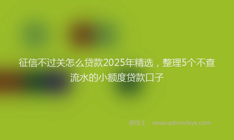 征信不过关怎么贷款2025年精选，整理5个不查流水的小额度贷款口子
