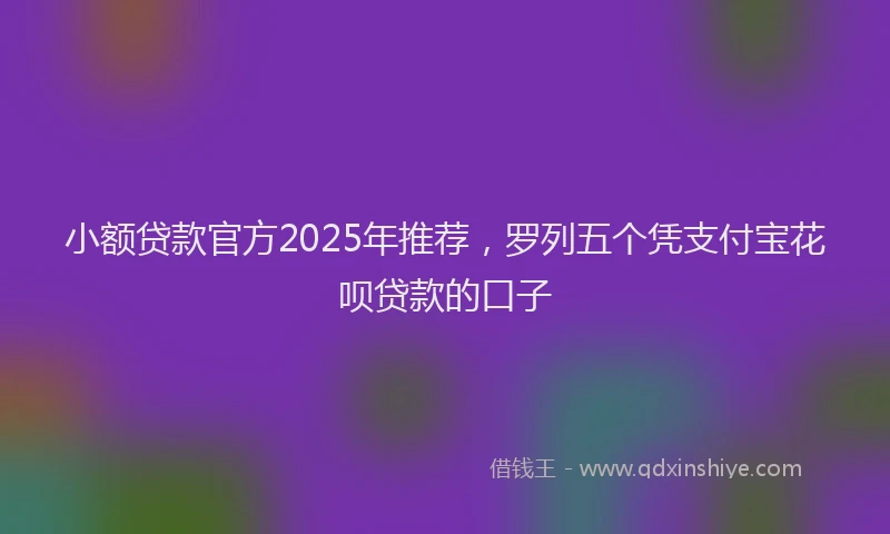 小额贷款官方2025年推荐，罗列五个凭支付宝花呗贷款的口子