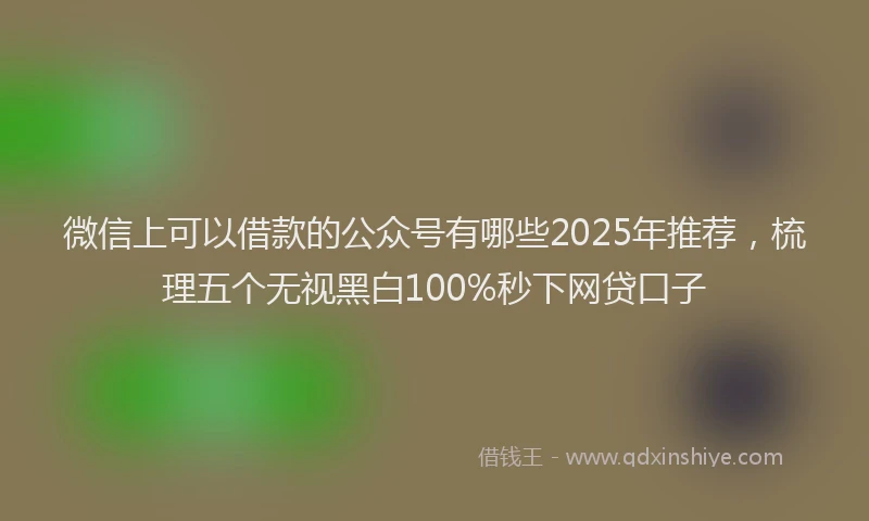 微信上可以借款的公众号有哪些2025年推荐，梳理五个无视黑白100%秒下网贷口子