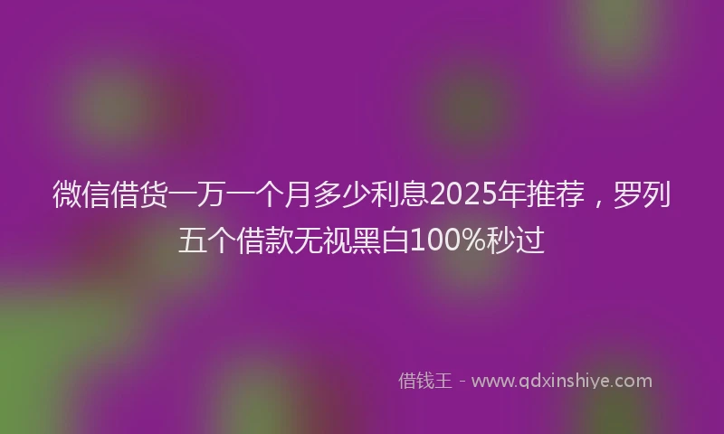微信借货一万一个月多少利息2025年推荐，罗列五个借款无视黑白100%秒过