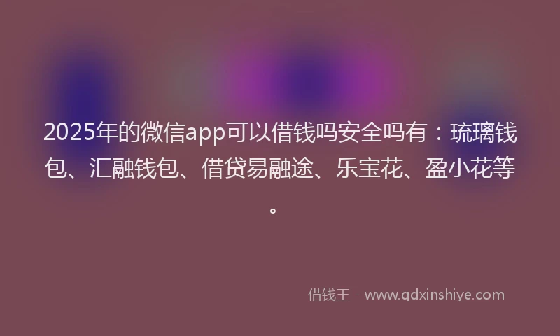 2025年的微信app可以借钱吗安全吗有：琉璃钱包、汇融钱包、借贷易融途、乐宝花、盈小花等。