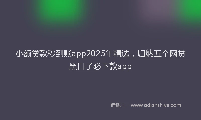 小额贷款秒到账app2025年精选，归纳五个网贷黑口子必下款app