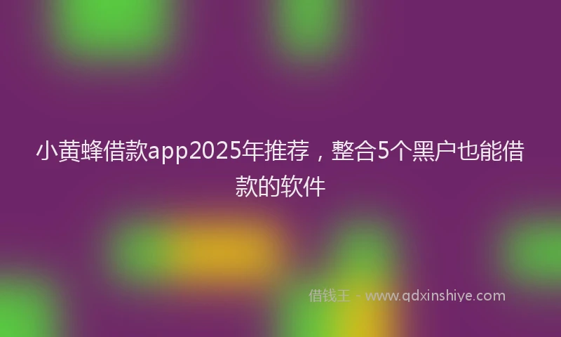 小黄蜂借款app2025年推荐，整合5个黑户也能借款的软件