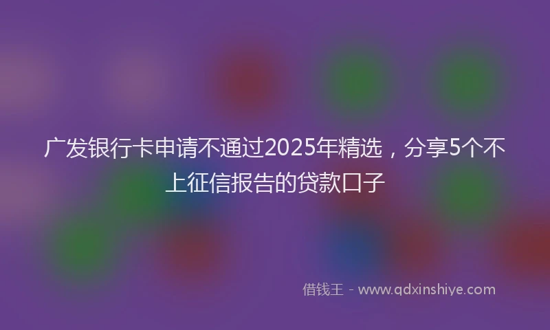 广发银行卡申请不通过2025年精选，分享5个不上征信报告的贷款口子