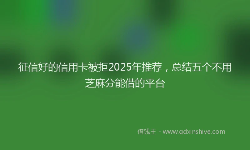 征信好的信用卡被拒2025年推荐，总结五个不用芝麻分能借的平台