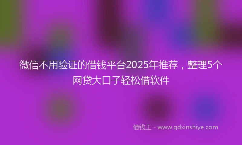 微信不用验证的借钱平台2025年推荐，整理5个网贷大口子轻松借软件
