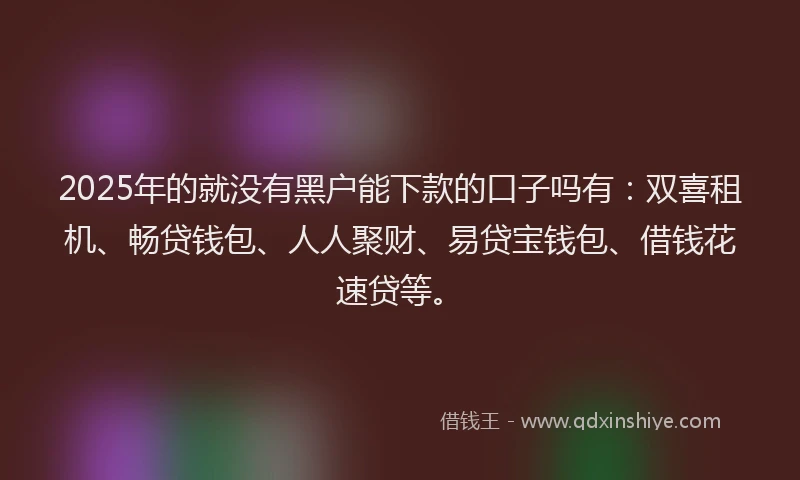 2025年的就没有黑户能下款的口子吗有：双喜租机、畅贷钱包、人人聚财、易贷宝钱包、借钱花速贷等。