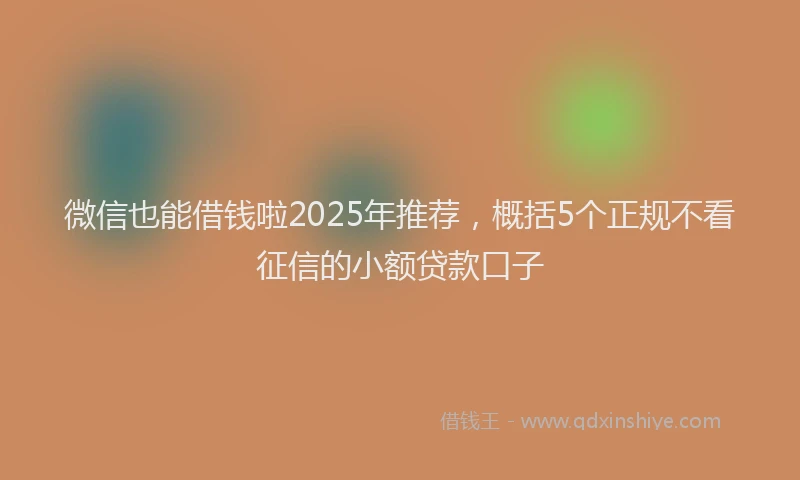 微信也能借钱啦2025年推荐，概括5个正规不看征信的小额贷款口子