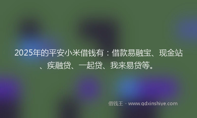 2025年的平安小米借钱有：借款易融宝、现金站、疾融贷、一起贷、我来易贷等。