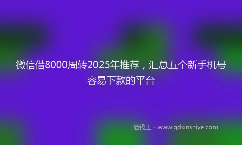 微信借8000周转2025年推荐，汇总五个新手机号容易下款的平台