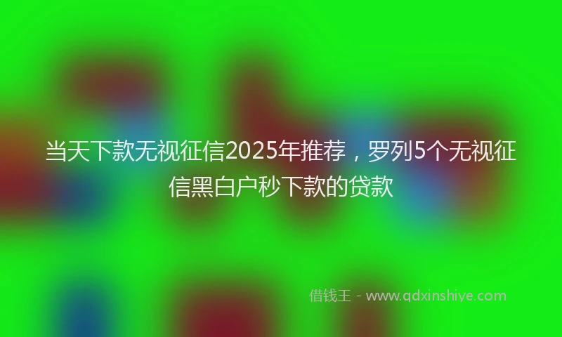 当天下款无视征信2025年推荐，罗列5个无视征信黑白户秒下款的贷款