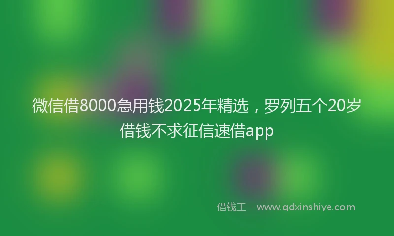 微信借8000急用钱2025年精选，罗列五个20岁借钱不求征信速借app