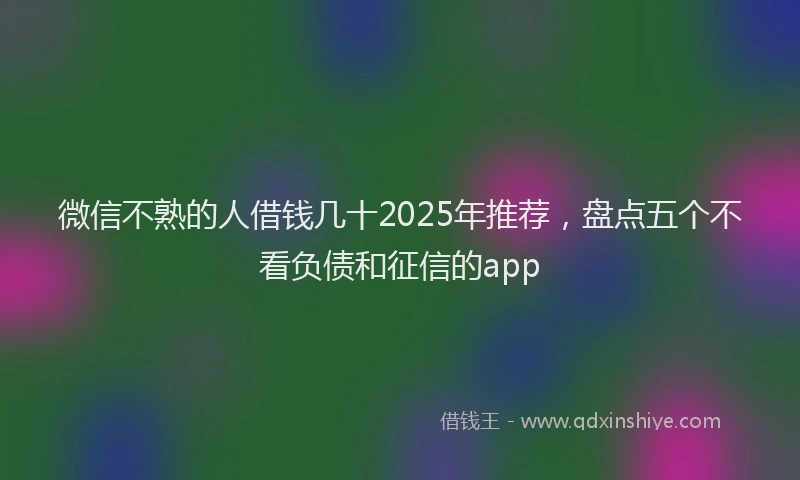 微信不熟的人借钱几十2025年推荐，盘点五个不看负债和征信的app